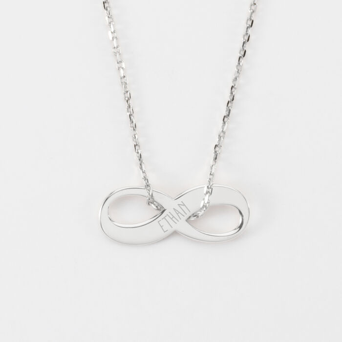 Pendentif personnalisé médaille gravée argent infini 25x10mm - prénoms