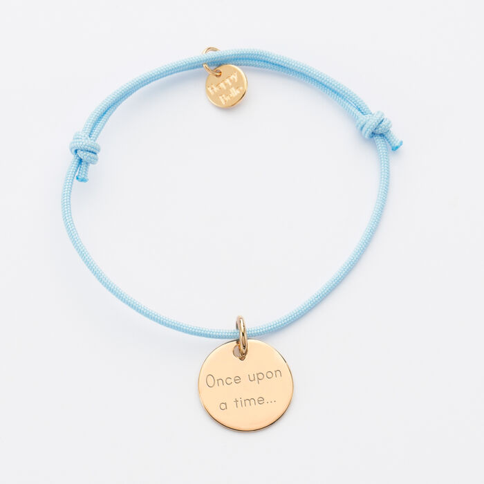 Personalised engraved gold plated sleeper medallion bracelet 15mm text
