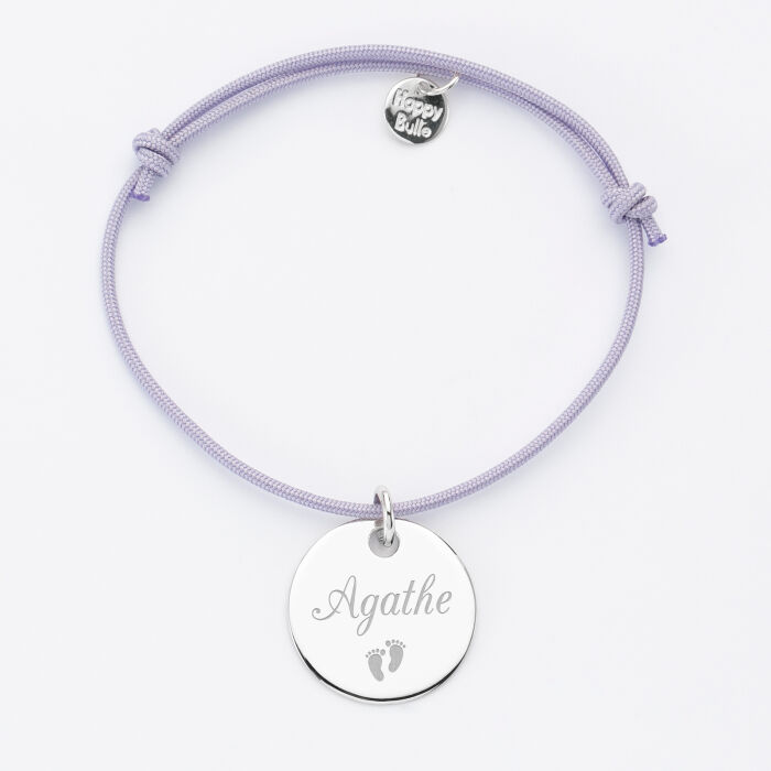 Personalised engraved silver medallion sleeper bracelet 19mm name