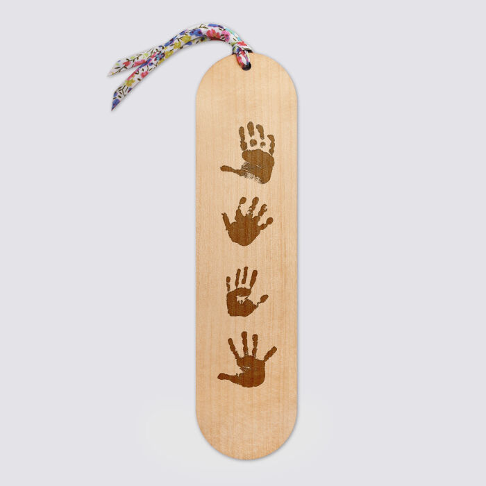 Marque page personnalisé bois gravé avec cordon liberty - empreintes