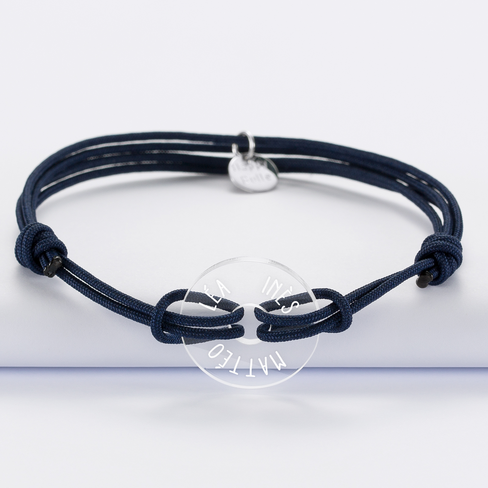 Personalised Men's Double Cord Bracelet with Engraved Acrylic Open