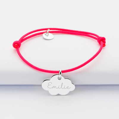 Personalised engraved silver cloud name medallion 20x14mm bracelet name 1