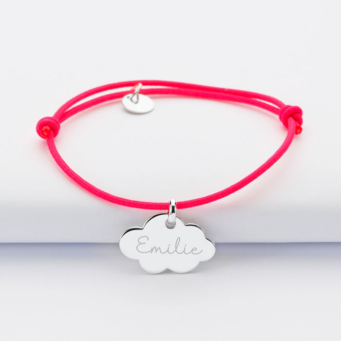 Personalised engraved silver cloud name medallion 20x14mm bracelet name 1