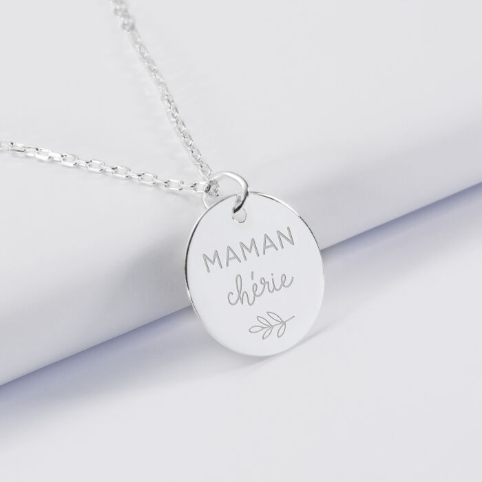 Maman personalised pendant engraved silver 19mm