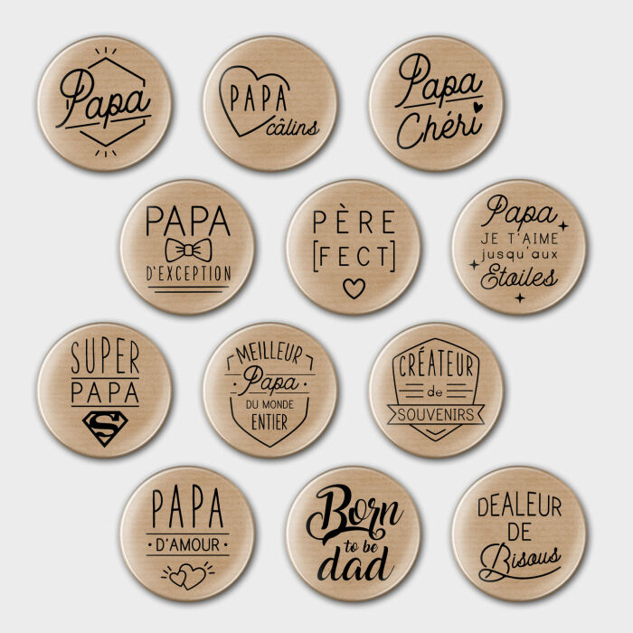 Accessoire kraft 56 mm personnalisé "Papa" présentation