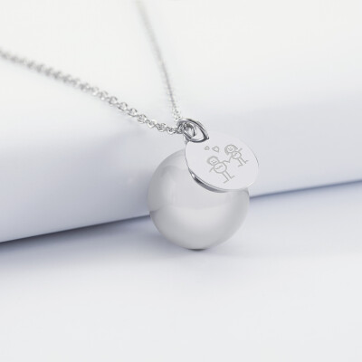 Bola de grossesse personnalisé médaille gravée acier 15 mm dessin