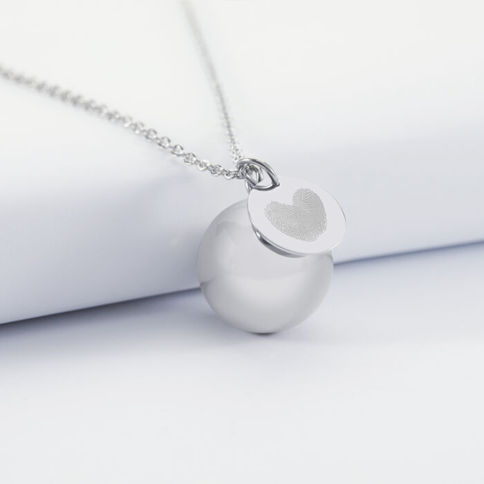 Bola de grossesse personnalisé médaille gravée acier 15 mm empreintes