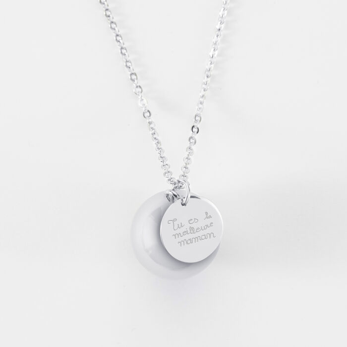 Bola de grossesse personnalisé médaille gravée acier 15 mm manuscrit