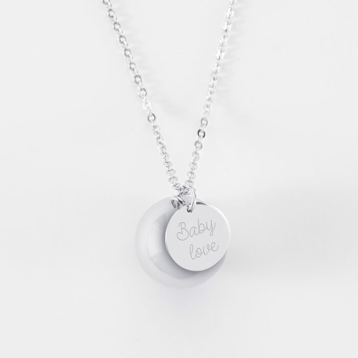 Bola de grossesse personnalisé médaille gravée acier 15 mm texte
