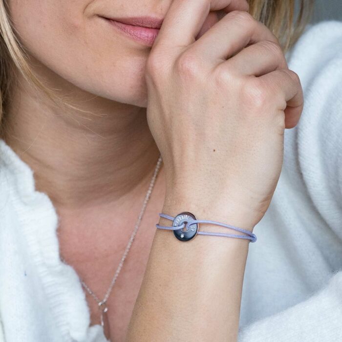 Personalised engraved silver open disc medallion bracelet 16mm