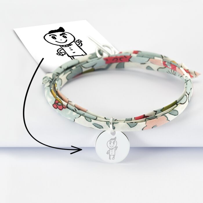 Bracelet 3 tours Liberty personnalisé médaille gravée argent 15 mm tutoriel