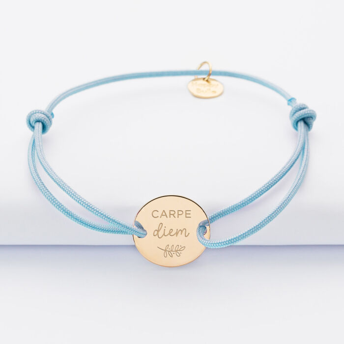 Personalised engraved gold plated 2 holes medallion bracelet 15mm - Our small imperfections
