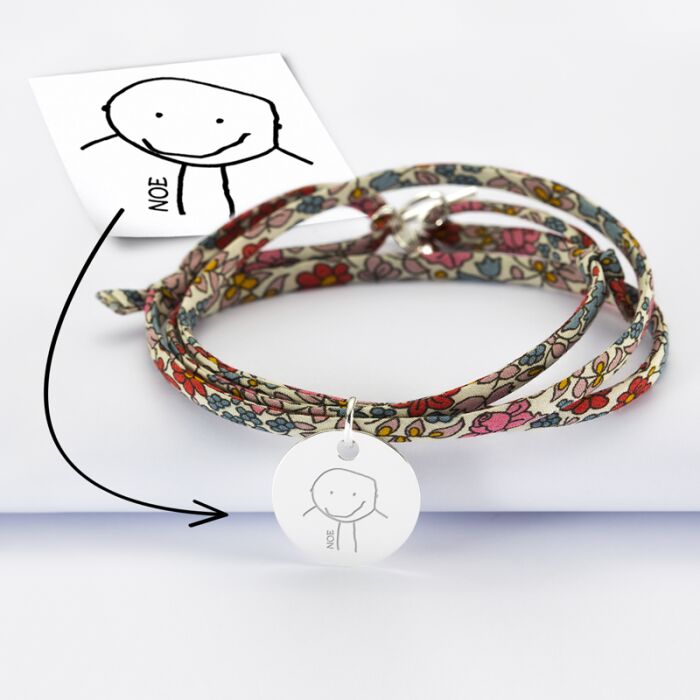 Liberty 3 turn bracelet with personalised engraved silver medallion 19 mm tutorial