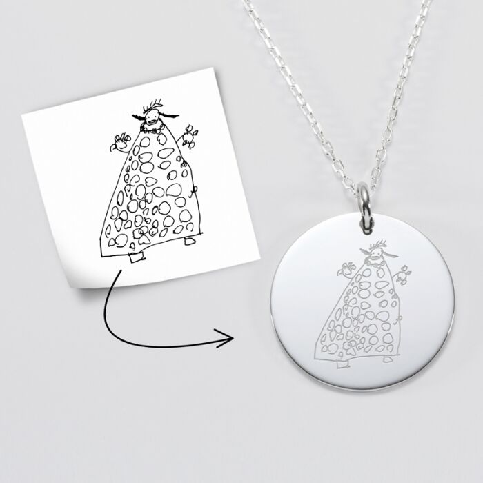 Pendentif personnalisé médaille gravée argent 27 mm tutoriel