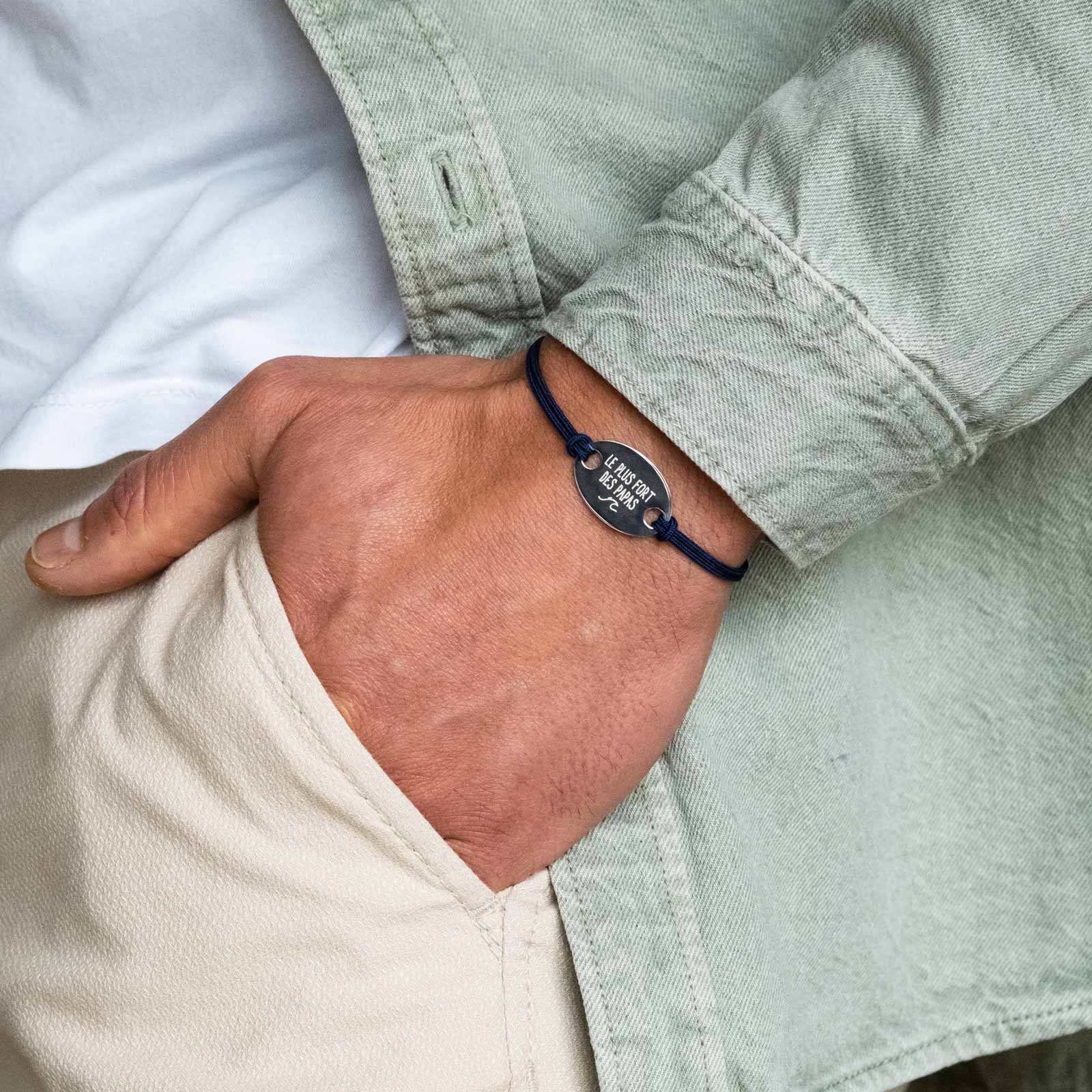Bracelet Cordon Knot Personnalisé Homme - or blanc 750/1000