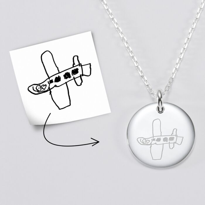 Pendentif personnalisé médaille bombée gravée argent 20 mm tutoriel