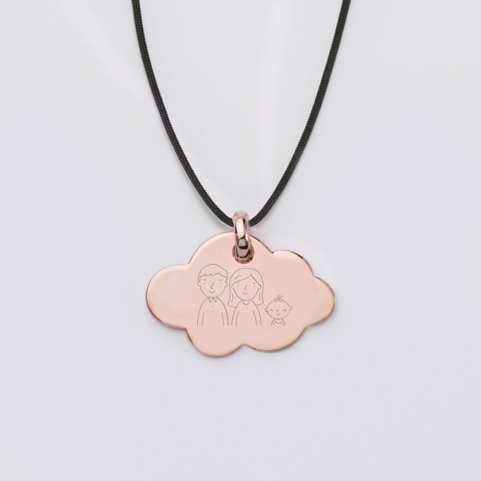 Personalised engraved rose gold plated cloud pendant medallion 20x14mm - Our little imperfections