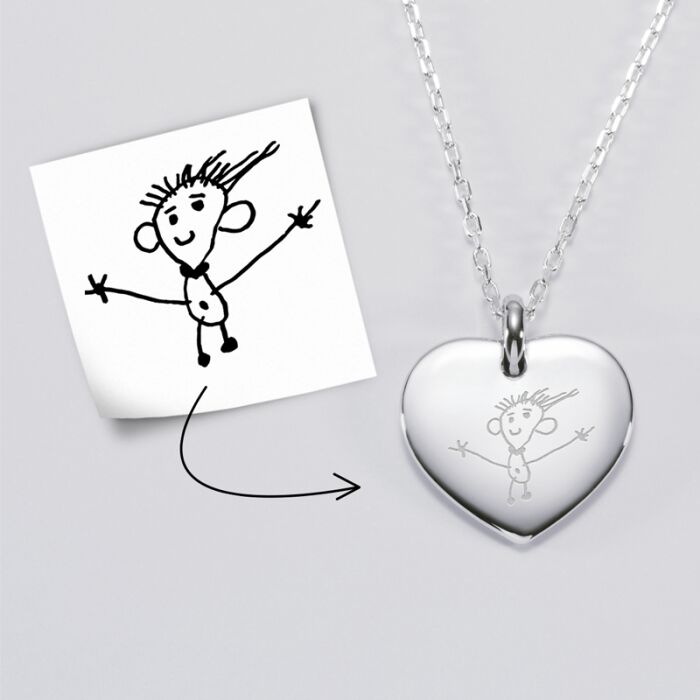 Pendentif personnalisé médaille gravée argent coeur bombé 21x20 mm tutoriel