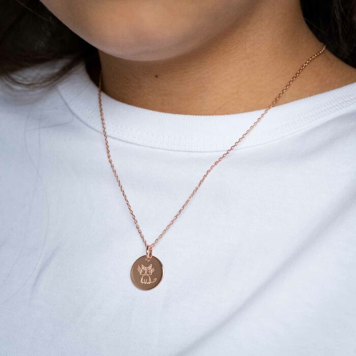 Personalised engraved rose gold plated children's medallion pendant 15mm