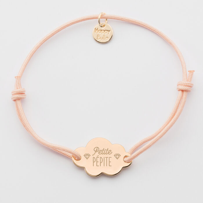 Personalised engraved gold plated cloud 2 holes medallion children's bracelet 20x14mm - Our small imperfections
