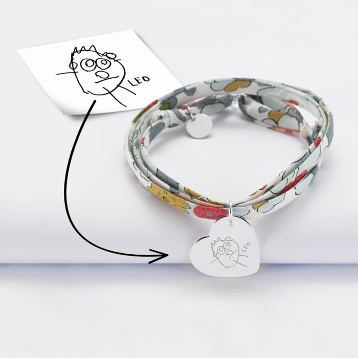 Bracelet 3 tours Liberty personnalisé médaille gravée argent dormeuse coeur 19x21 mm tutoriel
