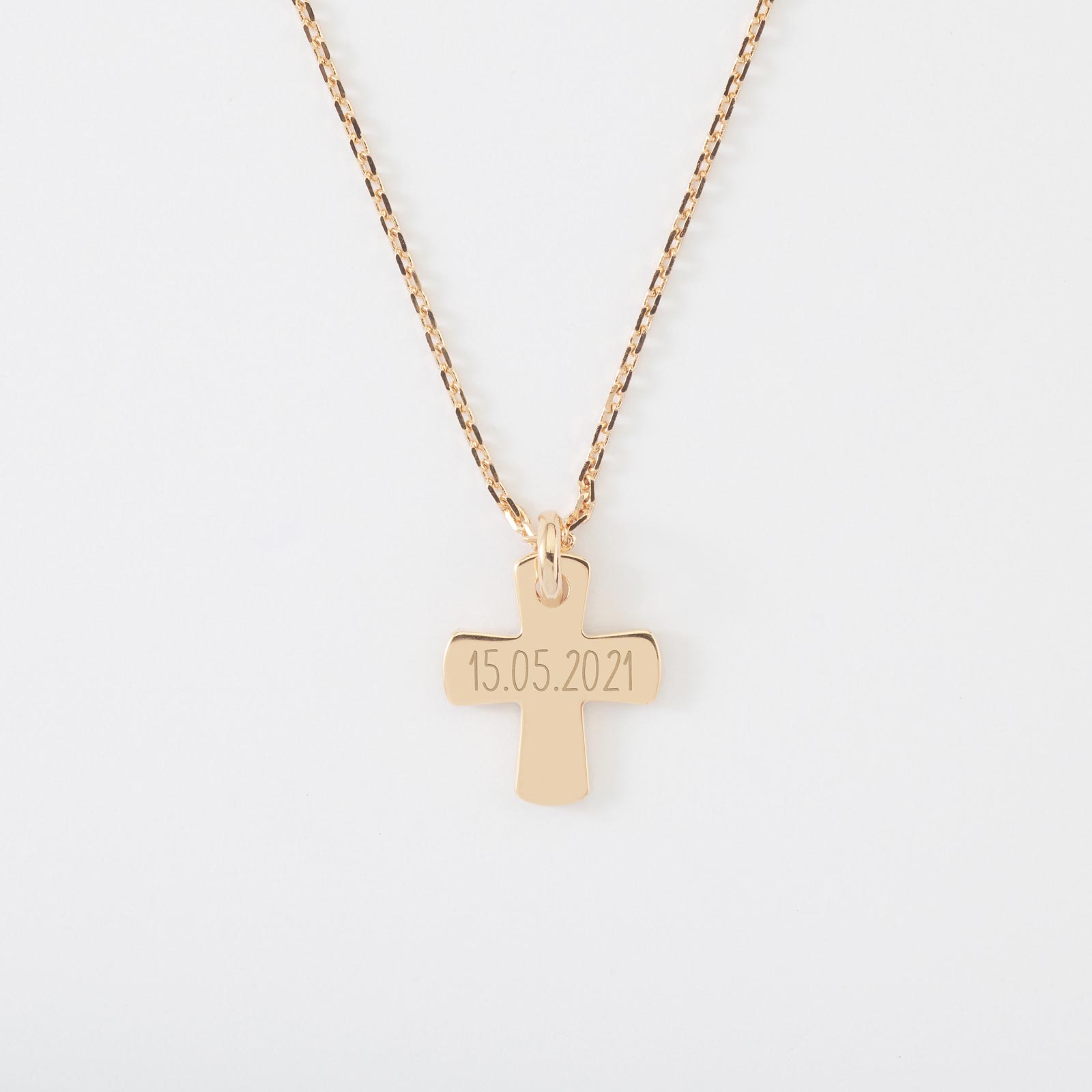 Engraved Children's Two Tone Stainless Cross Necklace