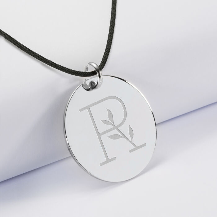 Personalised engraved silver medallion pendant 27mm - Our small imperfections