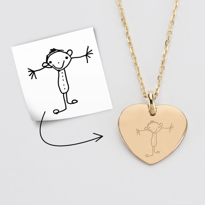 Pendentif personnalisé médaille gravée plaqué or coeur bombé 21x20 mm tutoriel