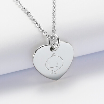 Pendentif personnalisé médaille gravée acier coeur 20x18 mm - dessin