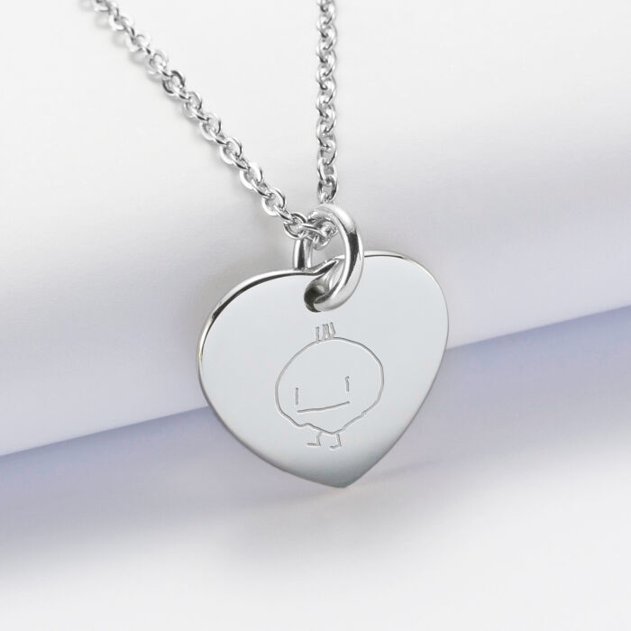 Pendentif personnalisé médaille gravée acier coeur 20x18 mm - dessin