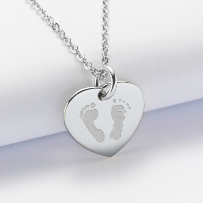 Personalised engraved steel heart medallion pendant 20x18mm - imprints