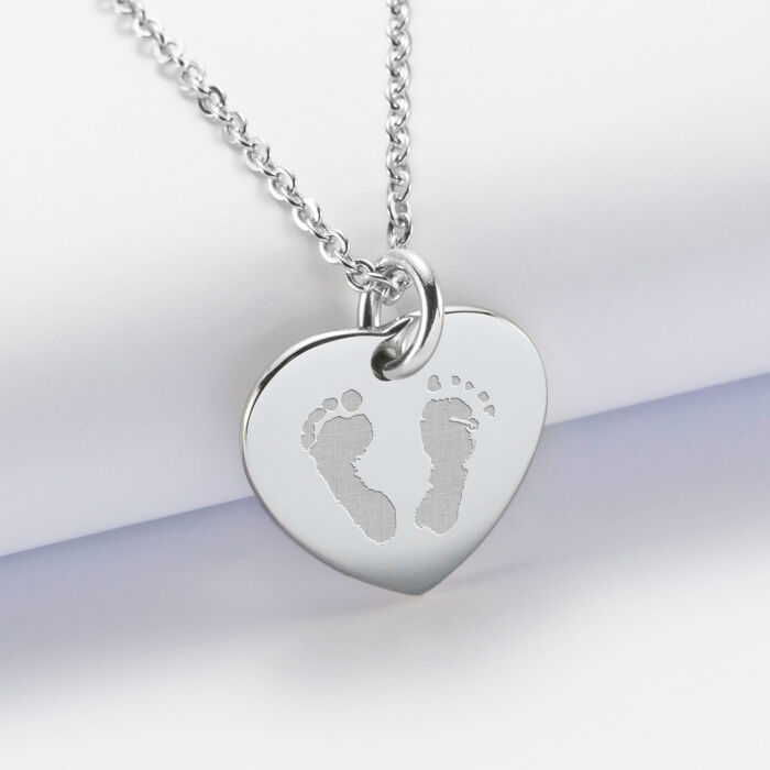 Pendentif personnalisé médaille gravée acier coeur 20x18 mm - empreintes