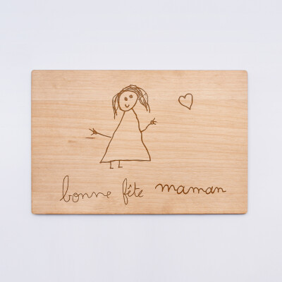 Cadre personnalisé bois gravé 15x10 cm avec support - dessin