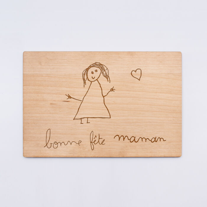 Cadre personnalisé bois gravé 15x10 cm avec support - dessin