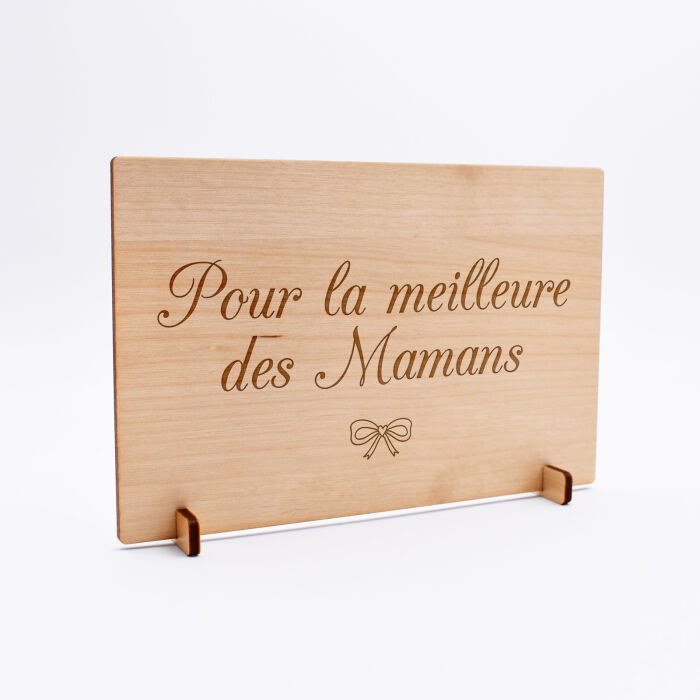 Cadre personnalisé bois gravé 15x10 cm avec support - texte picto