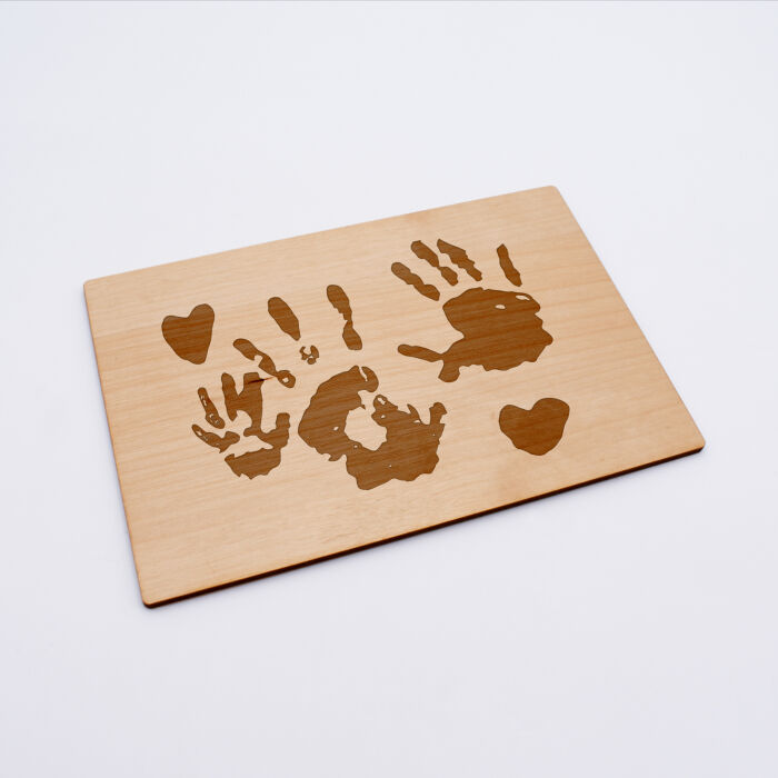 Cadre personnalisé bois gravé 15x10 cm avec support -empreintes