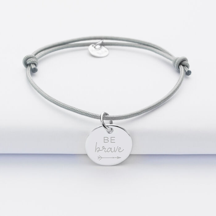 Personalised engraved silver medallion sleeper bracelet 15mm
