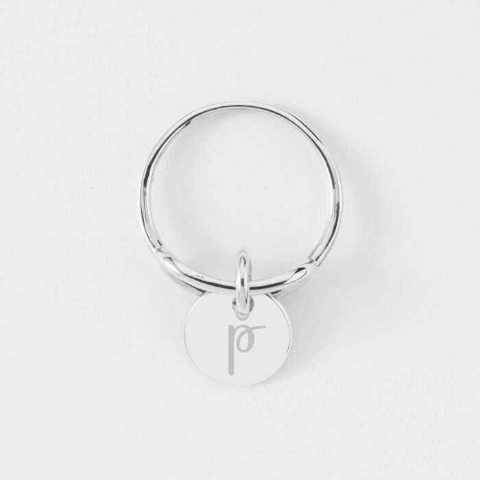 Bague ovale ouverte argent personnalisée médaille gravée 10 mm - initiale p