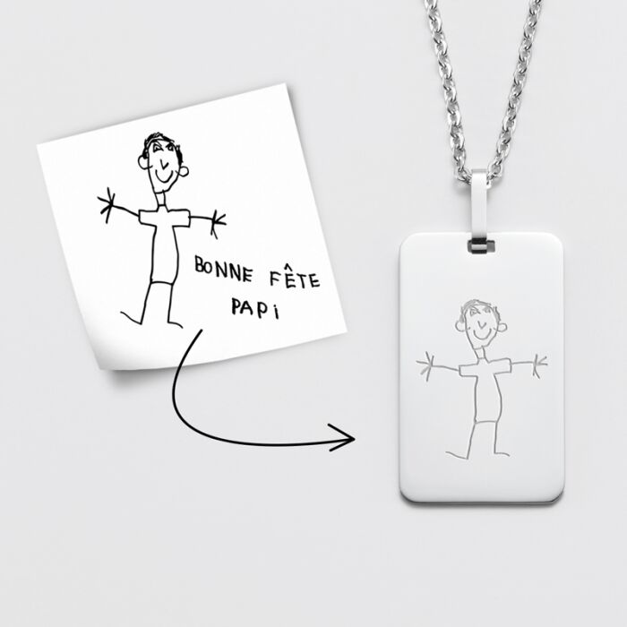 Pendentif homme personnalisé médaille gravée acier 20x32 mm tutoriel
