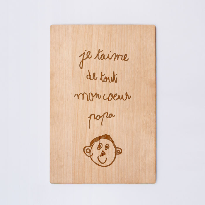 Cadre personnalisé bois gravé 15x10 cm avec support - format portrait texte manuscrit
