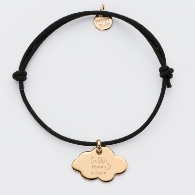 Bracelet personnalisé prénom médaille gravée plaqué or nuage 20x14 mm - édition spéciale "Citation" - illustration