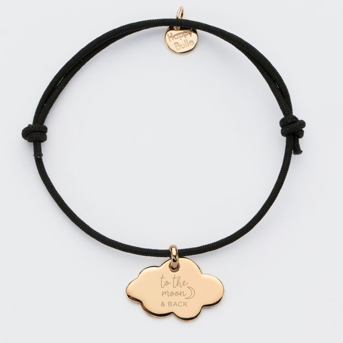 Bracelet personnalisé prénom médaille gravée plaqué or nuage 20x14 mm - édition spéciale "Citation" - illustration