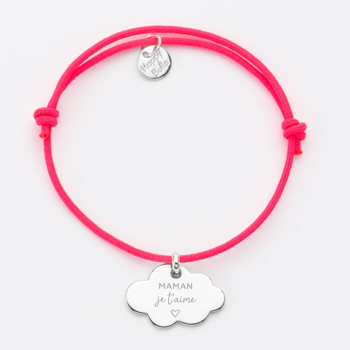 Bracelet personnalisé médaille gravée argent nuage 20x14 mm - Nos petits imparfaits