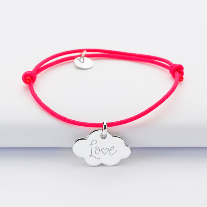 Bracelet personnalisé médaille gravée argent nuage 20x14 mm - Nos petits imparfaits