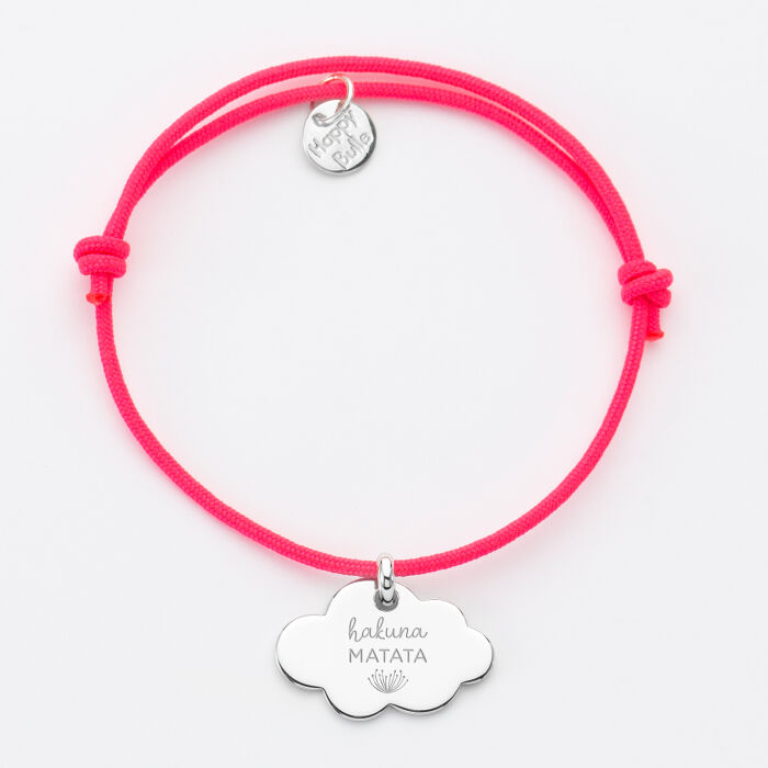 Bracelet personnalisé médaille gravée argent nuage 20x14 mm - Nos petits imparfaits