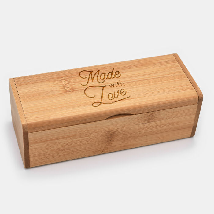 Personalised engraved wooden glasses-case