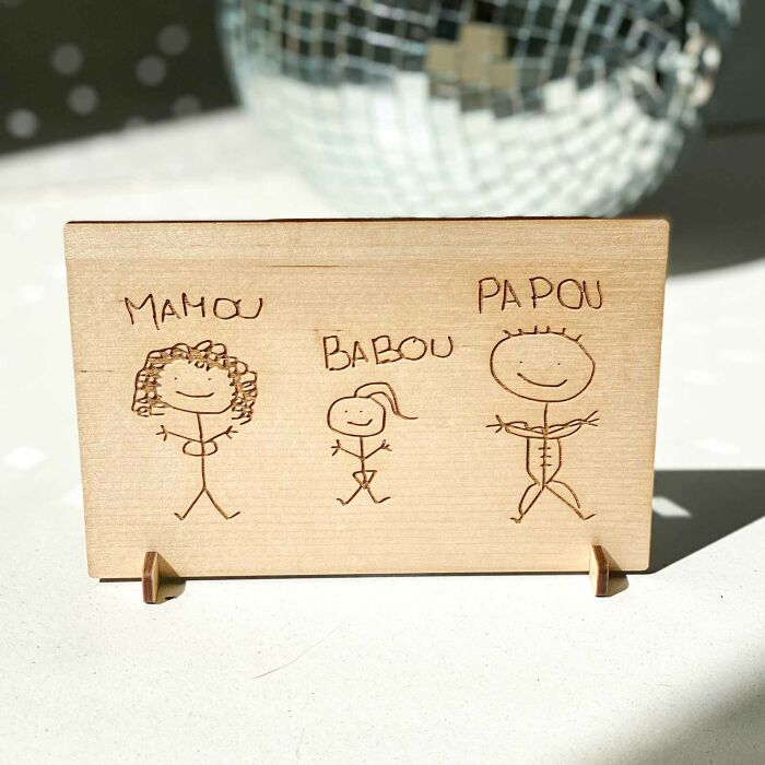 Cadre personnalisé bois gravé 15x10 cm avec support - ambiance