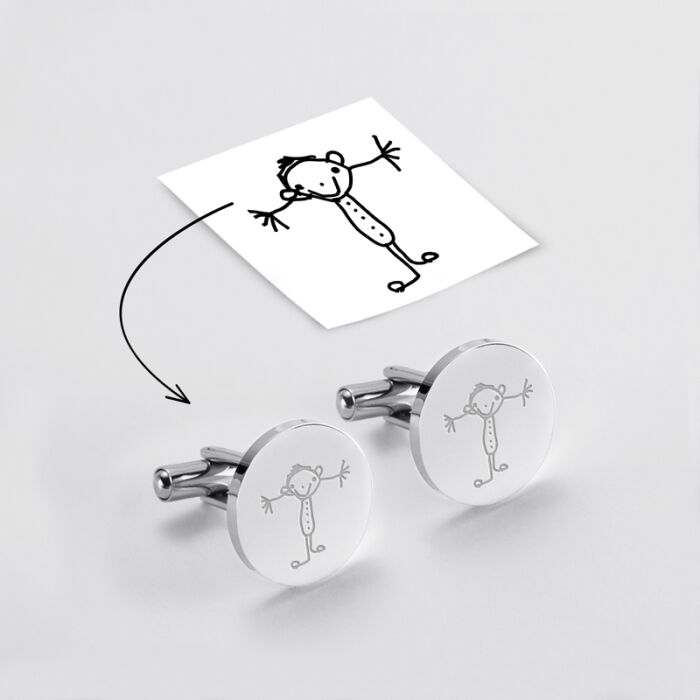 Boutons de manchettes personnalisés gravé plaqué argent rond 18 mm tutoriel