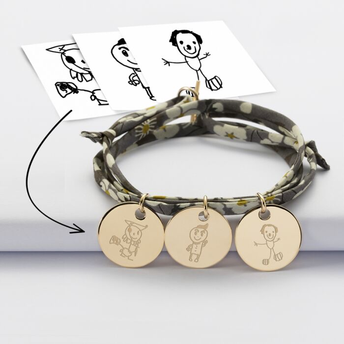 Liberty 3 turn bracelet with 3 personalised engraved gold plated medallions 19 mm tutorial