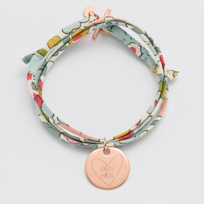 Bracelet 3 tours Liberty personnalisé médaille gravée plaqué or rose 19 mm - HappyBulle x Mon petit Léon - 15h25 19h54